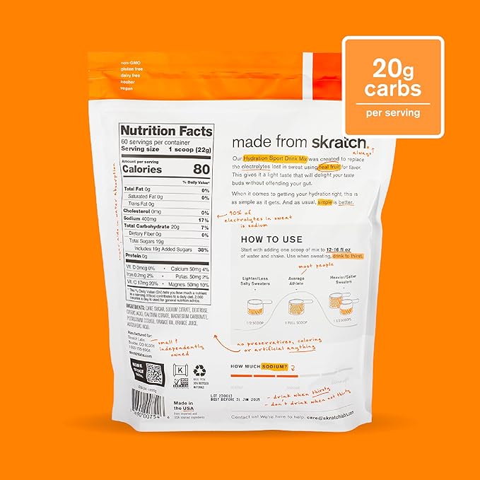 Skratch Labs Hydration Powder | Sport Drink Mix | Electrolytes Powder for Exercise, Endurance, and Performance | Orange | 60 Servings | Non-GMO, Vegan, Kosher