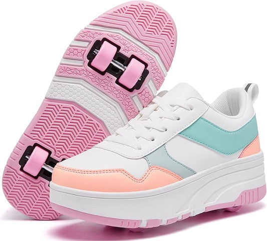Roller Skate Shoes for Kids Girls Boys Detachable Wheeled Fashion Sneakers