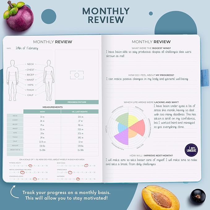 Clever Fox Wellness Planner - Weekly & Daily Health and Wellness Log, Food Journal & Meal Planner Diary for Calorie Counting, Notebook for Medical Condition Tracking, A5-Sized - Light Blue