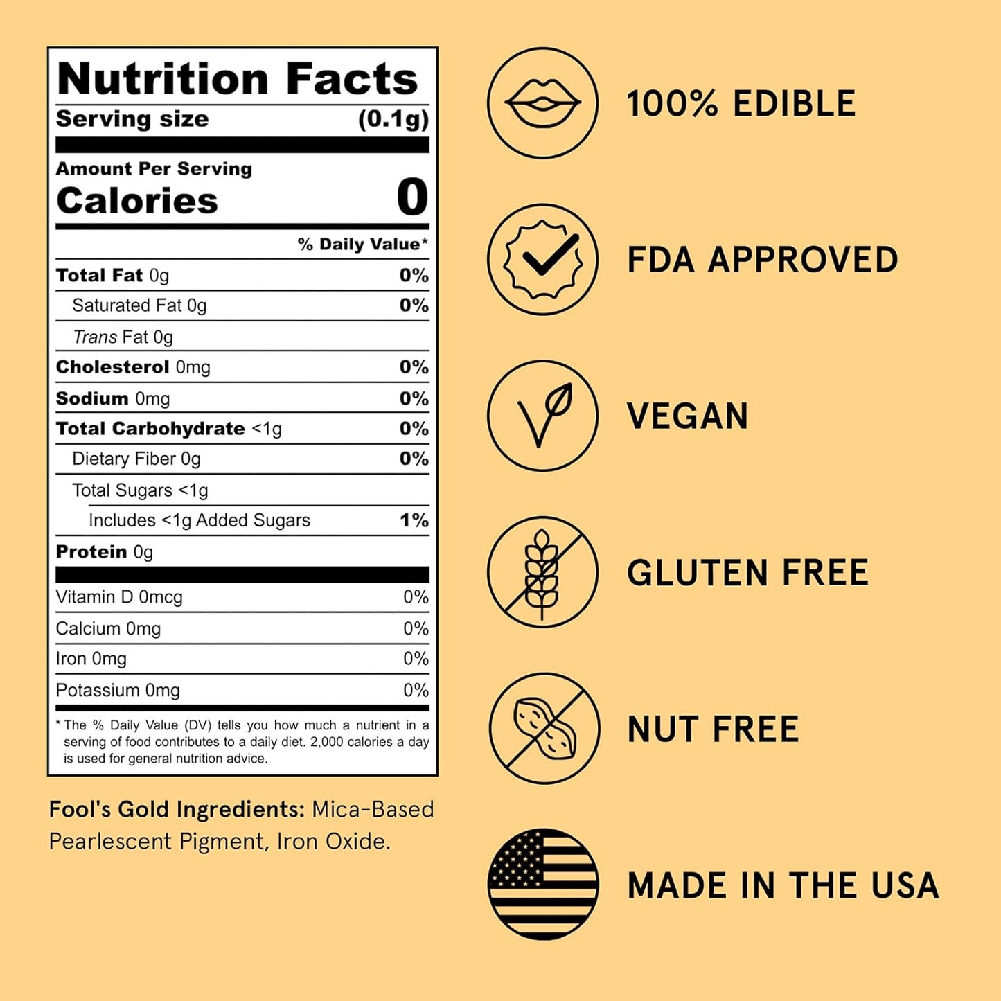 Fancy Sprinkles Fool's Gold Premium Edible Glitter, 100% Edible Glitter for Sparkling Food & Drinks No Taste or Texture (4gm)