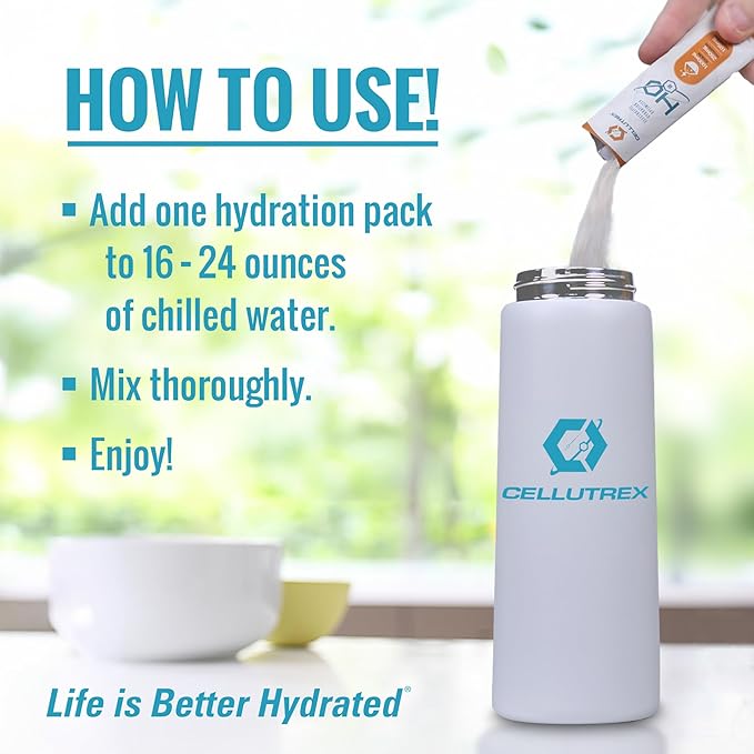 Cellutrex® H2O Electrolytes – Electrolyte Powder Drink Mix, Zero Sugar, Natural Salt Hydration Packets for Recovery and Wellness, Lemon Lime, 20 Sticks