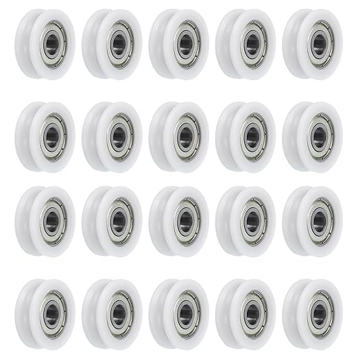 uxcell 20pcs U608ZZ Nylon Pulley U-Groove Ball Bearing 8x30x10mm U Groove Roller Wheel (GCr15) Chrome Steel Bearings, ABEC3