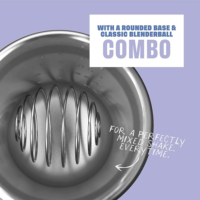 BlenderBottle Sport Sleek Insulated Stainless Steel Shaker Bottle with Wire Whisk, 25-Ounce, Lavender Ombre – Protein Shakes & Hydration for Athletes & Fitness Enthusiasts, Easy Mixing, Slim Easy to Hold, Keeps Drinks Cold, Lockable Lid