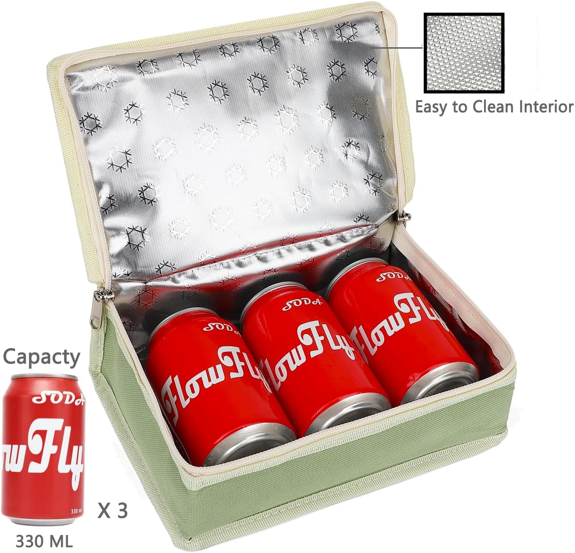 FlowFly Small Insulated Lunch box Portable Soft Bag Mini Cooler Thermal Meal Tote Kit with Handle for Work & School, Light Matcha