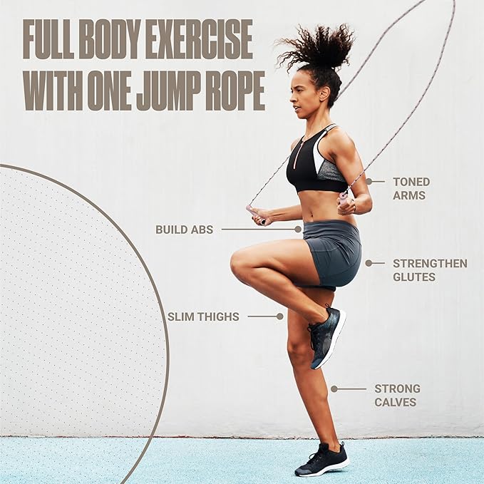 Sportbit Elite Beaded Jump Rope - Adjustable Speed Rope for Fitness, CrossFit, Boxing - Tangle-Free, Lightweight