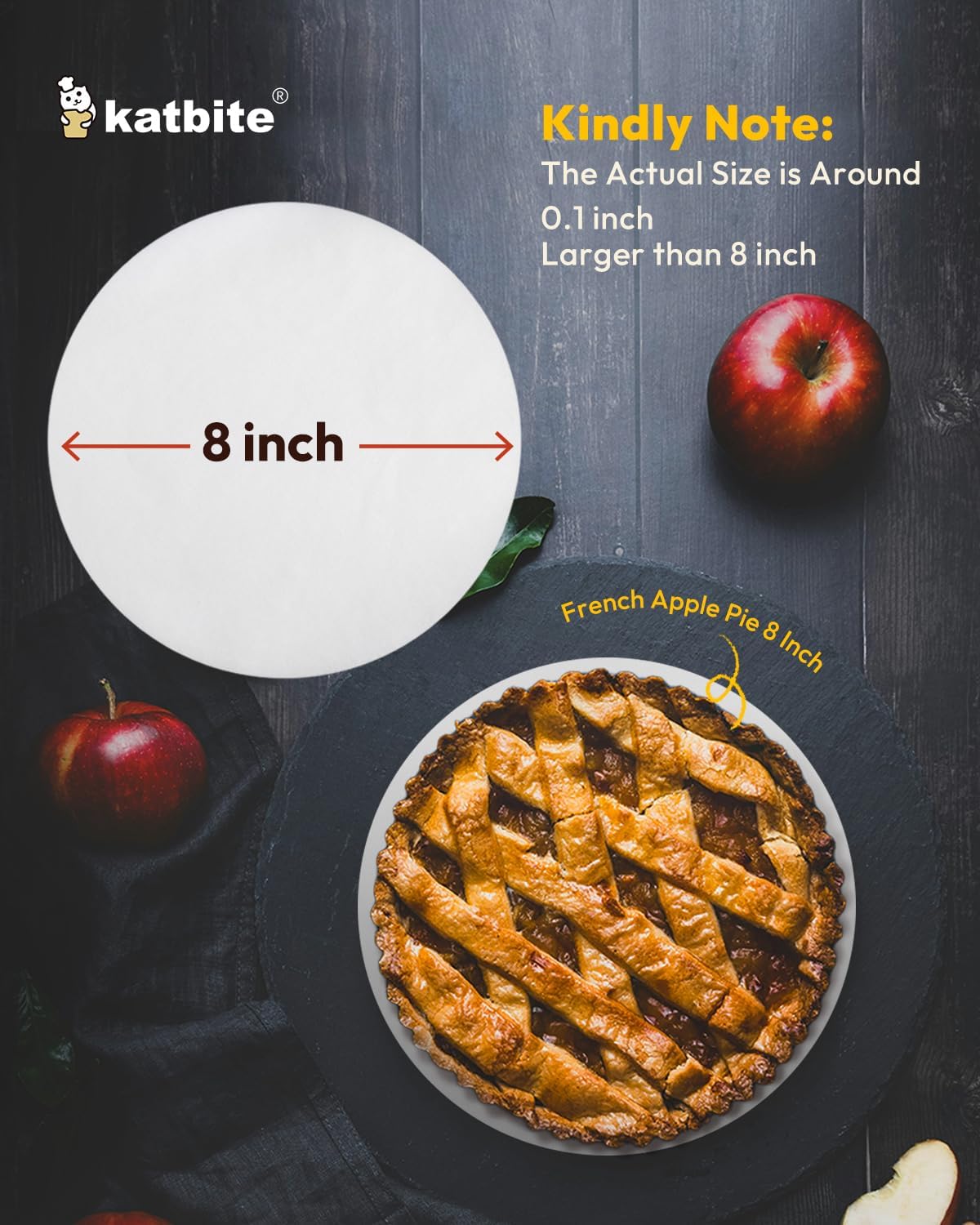 Katbite Heavy Duty Parchment Rounds 8 Inch 200 Pcs, Parchment Paper Rounds Available, Uses for Cake Baking, Air Fryer Liners