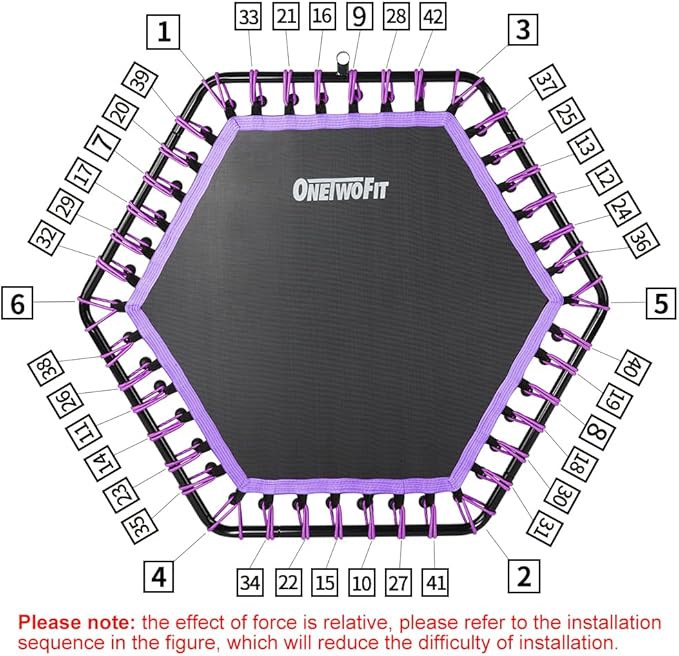 ONETWOFIT 48" Silent Mini Trampoline with Adjustable Handle Bar Fitness Trampoline Bungee Rebounder Jumping Cardio Trainer Workout for Adults