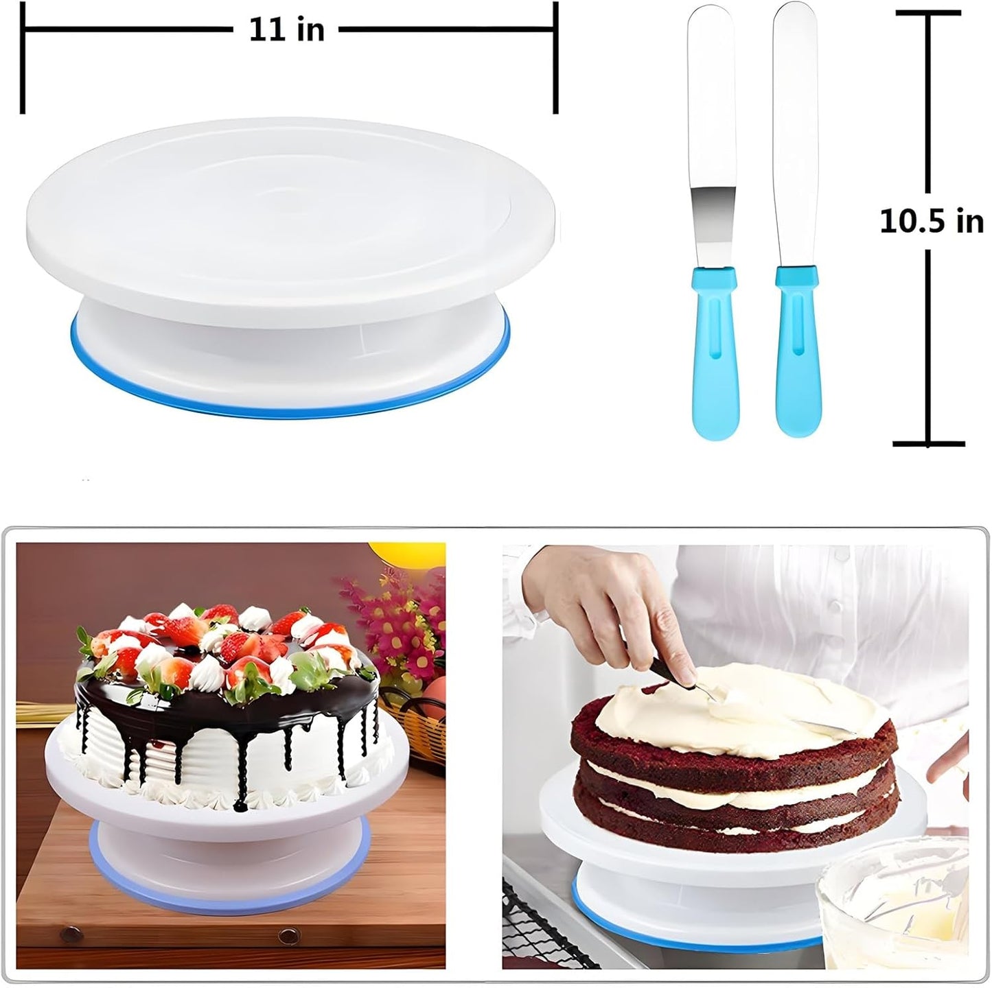 248 Pcs Cake Decorating Kit with Cake Turntable,Cake Leveler,24 Numbered Icing Piping Tips,2 Spatulas,3 Comb Scrapers,2 Couplers,5 Bag Ties,100 Pastry Bags,50 Cupcake Liners,50 Cake Flags