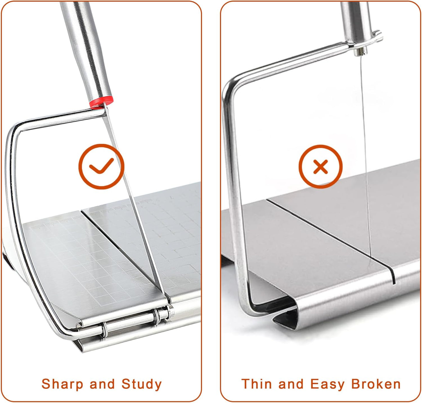 Cheese Slicer with 2 PCS Cheese Knife, Multipurpose Cheese Cutter Stainless Steel Cheese Slicers for Block Cheese with 2 PCS Cheese Knives Set