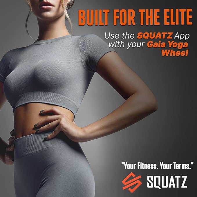 SQUATZ Yoga Wheel Back Stretcher, 12.4’’ x 4.72’’ Back Roller for Pain Relief & Stretching, Comfortable Cushioned Exterior, Durable ABS Frame, Thick Non-Slip Foam Padding, Supports Up to 777 LBS