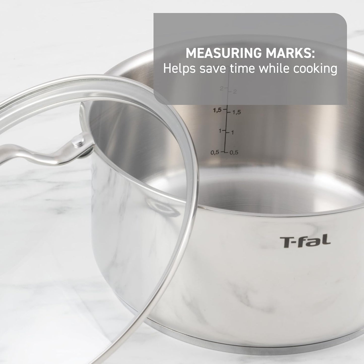 T-fal Stainless Steel Cookware Set 11 Piece, Induction, Oven Broiler Safe 500F, Kitchen Cooking Set w/Fry Pans, Saucepans, Saute Pan, Dutch Oven, Steamer, Pots and Pans, Dishwasher Safe, Silver