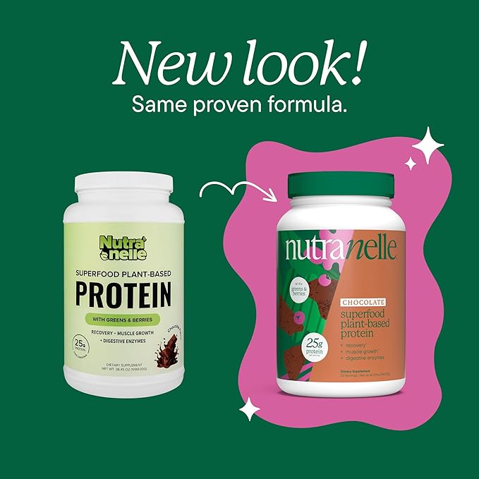 Nutranelle - Plant Based Protein Powder - 25 g Vegan Protein Powder with 30 Servings - Blended Rice & Pea with Superfoods & Amino Acids - Zero Sugar - Chocolate
