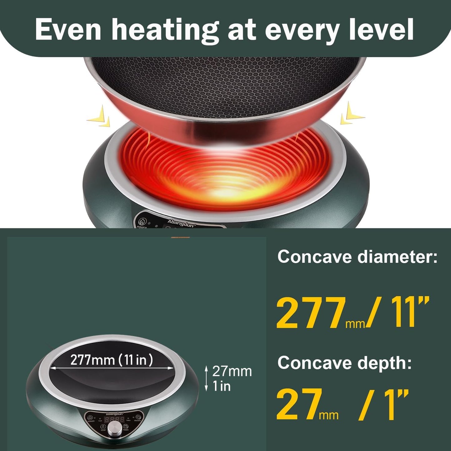 Induction Wok Cooktop Induction Burner 1700W/85V~120V Electric Wok Curved Surface Electronic Cooker Concave Stoves