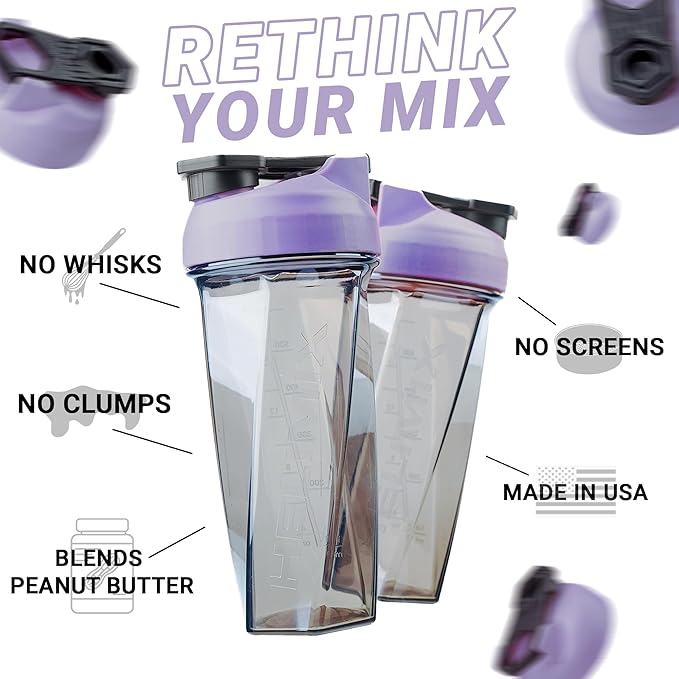 HELIMIX 2.0 Vortex Blender Shaker Bottle Holds upto 28oz | No Blending Ball or Whisk | USA Made | Portable Pre Workout Whey Protein Drink Shaker Cup | Mixes Cocktails Smoothies Shakes | Top Rack Safe