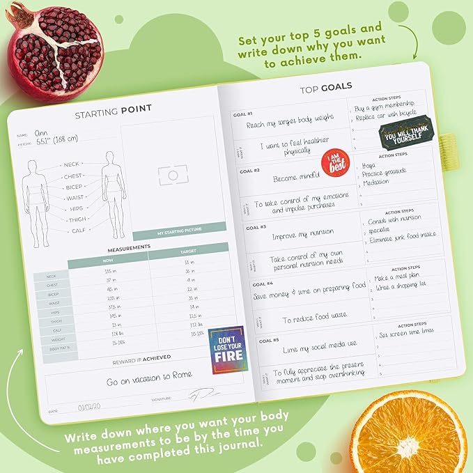 Clever Fox Wellness Planner - Weekly & Daily Health and Wellness Log, Food Journal & Meal Planner Diary for Calorie Counting, Notebook for Medical Condition Tracking, A5-Sized - Neon Yellow