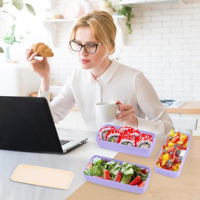 Iteryn Bento Box Lunch Box, 3 Layers Stackable Lunch Containers with Compartments - Leakproof Meal Prep Containers