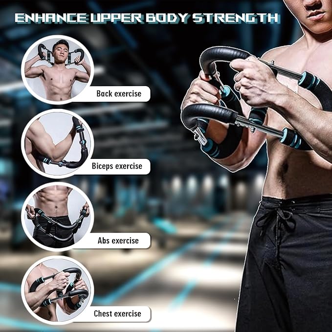 Twister Arm Exerciser, Chest Workout Equipment, Portable Power Twister Bar, Adjustable Spring Workout Bar for Enhancing Upper Body Muscle, 30-120lbs