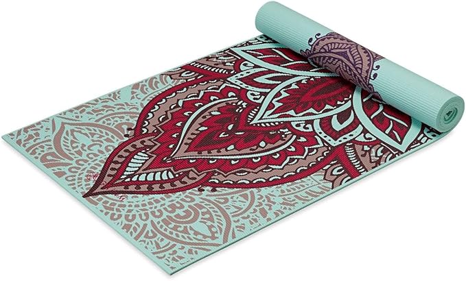 Gaiam Yoga Mat - Premium 6mm Print Reversible Extra Thick Non Slip Exercise & Fitness Mat for All Types of Yoga, Pilates & Floor Workouts (68" x 24" x 6mm Thick)