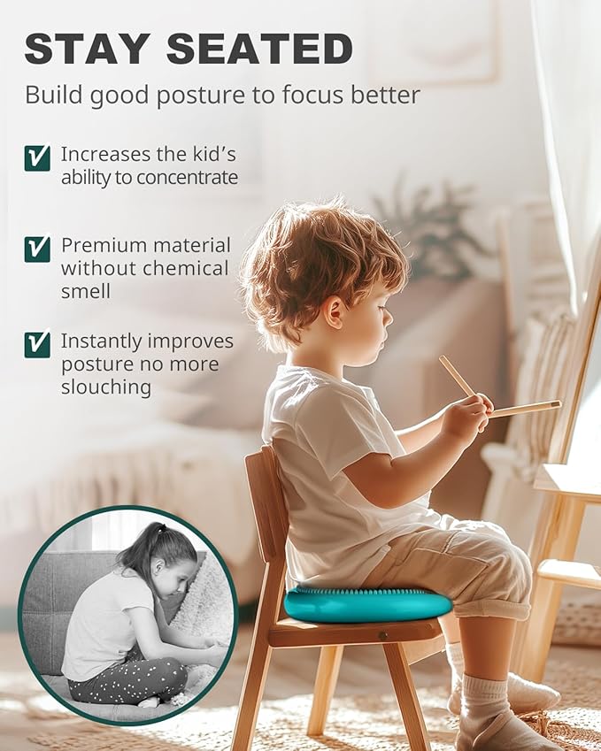 Trideer Wobble Cushion with Inflation Pump - Wiggle Seat for Sensory Kids(Multiple Colors), Balance Disc (Extra Thick)