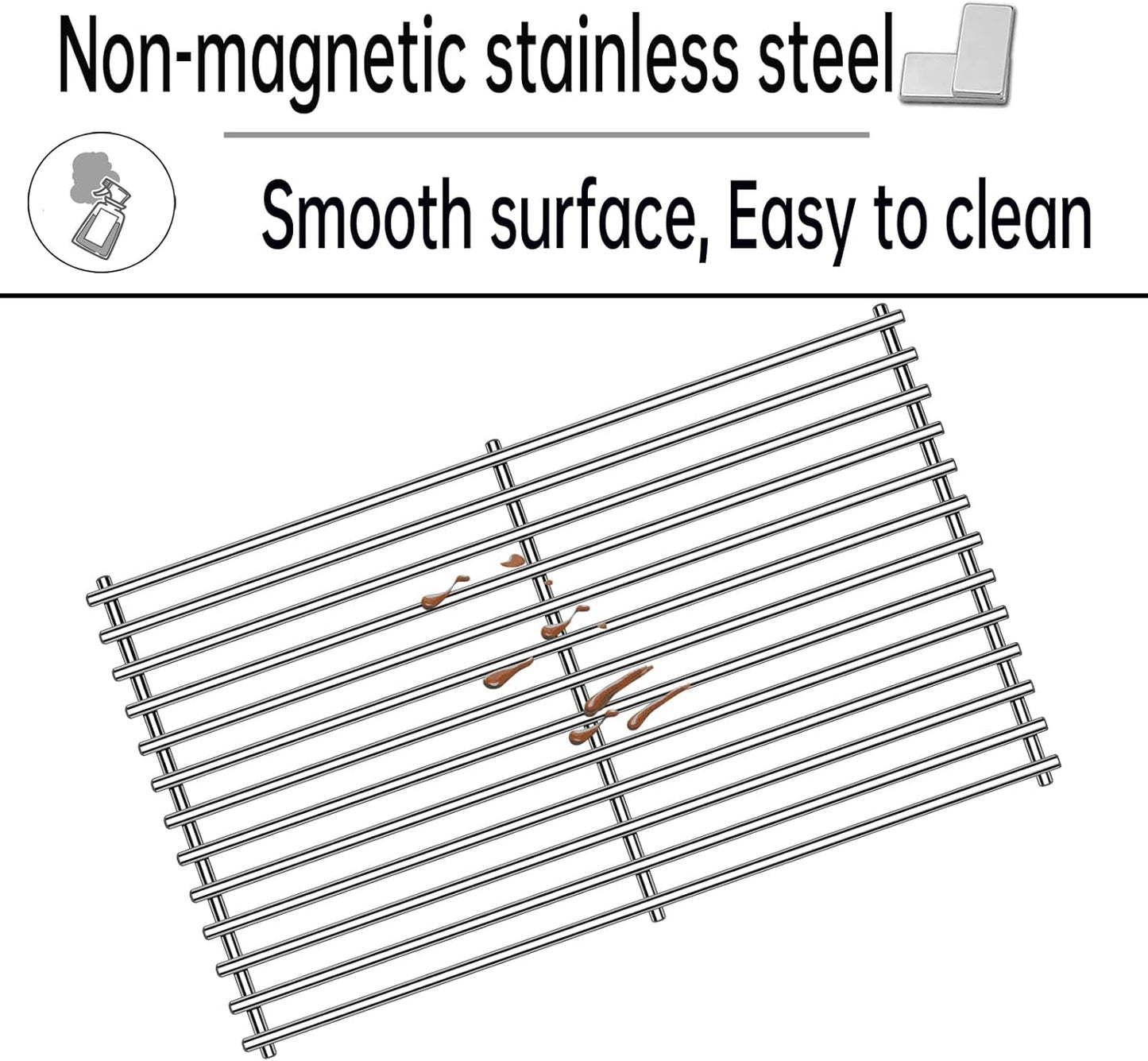 Kalomo Grill Grates Grill Replacement Parts for BBQ Uniflame Grill GBC1030W, GBC1030WRS, GBC1030WRS-C, GBC1134W, GBC1134WRS, Porcelain Steel Heat Plates Shield Cooking Grids Accessories