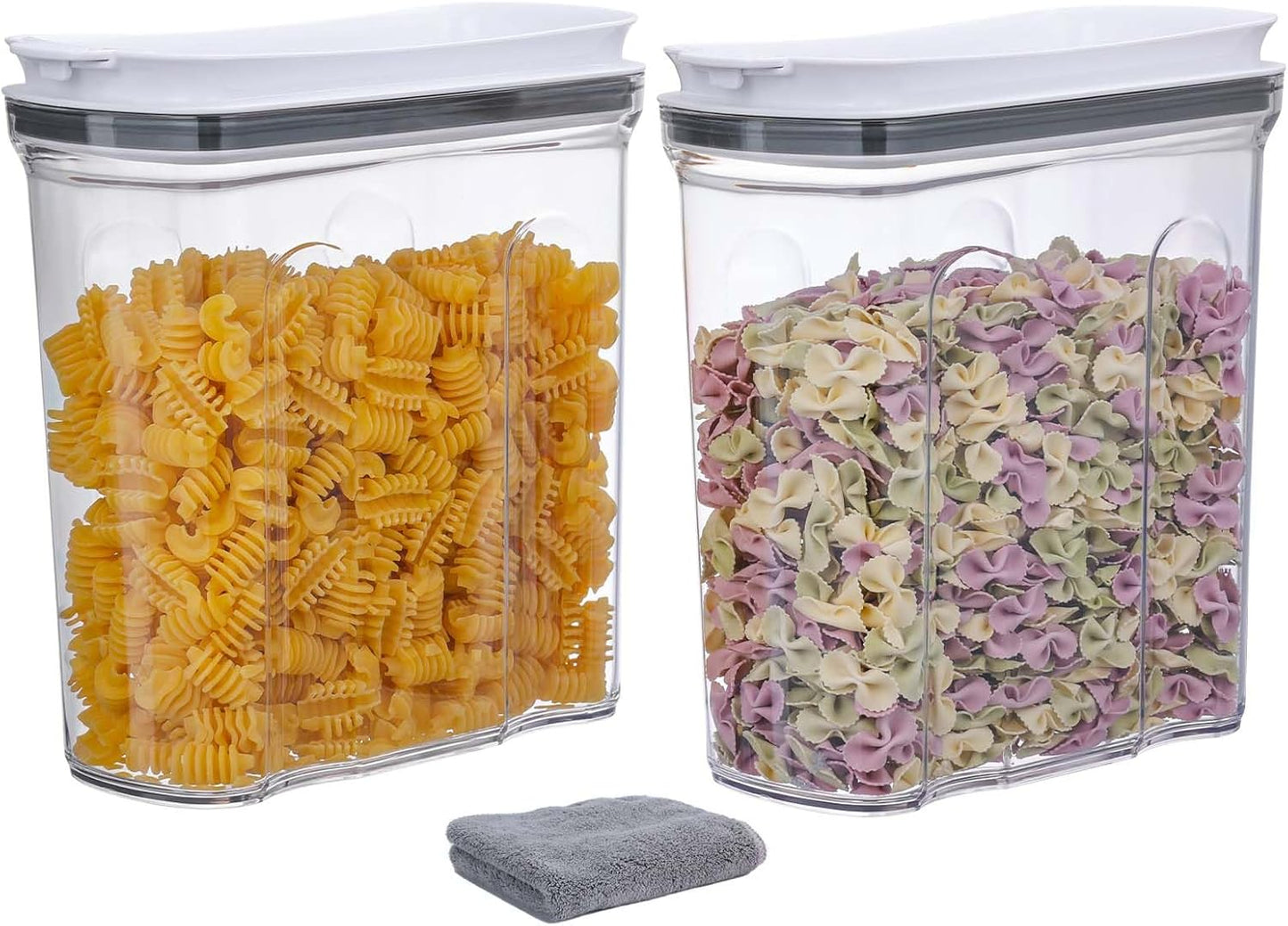 FreshKeeper Cereal Containers Storage Set, Airtight Food Storage Container with Lid 2.5L,2PCS BPA-FREE Plastic Pantry Organization Canisters for Rice Cereal Flour Sugar Dry Food in Kitchen…