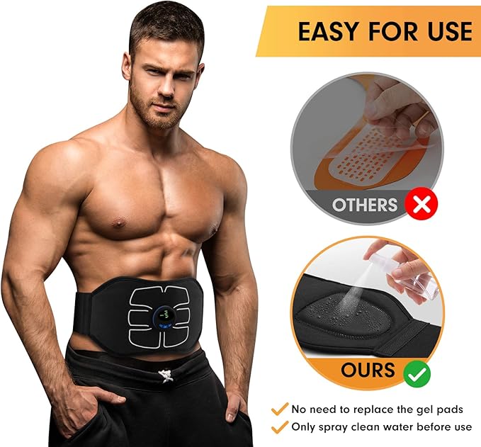 MarCoolTrip MZ ABS Stimulator,Ab Machine,Abdominal Toning Belt Workout Portable Ab Stimulator Home Office Fitness Workout Equipment for Abdomen Black