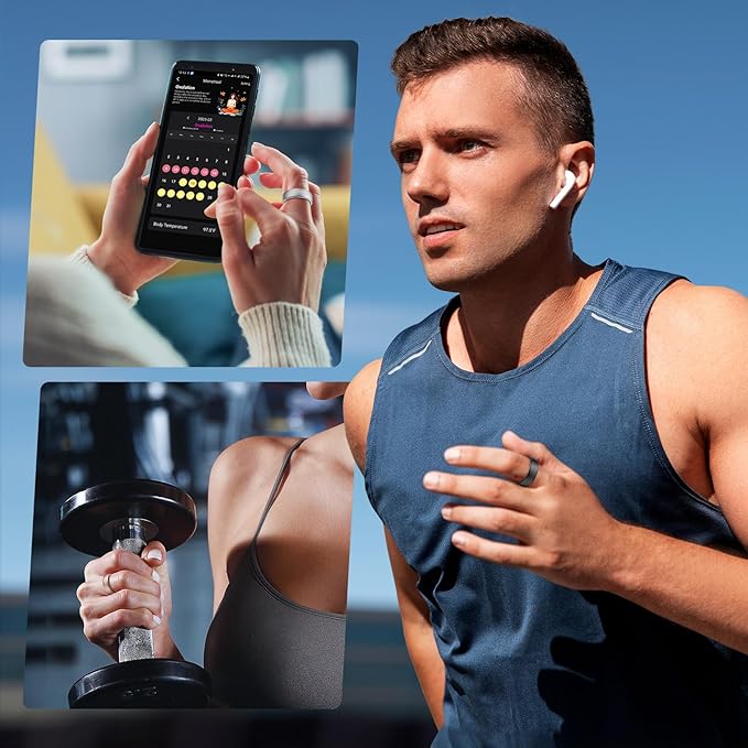 Fitness Tracker, Smart Ring for Women Men, Fitness Ring with Sleep Tracker, 24/7 Heart Rate Monitor, Health Activity Trackers,Step Counter,Calorie Pedometer,No Subscription,for iOS Android(Black,#14)