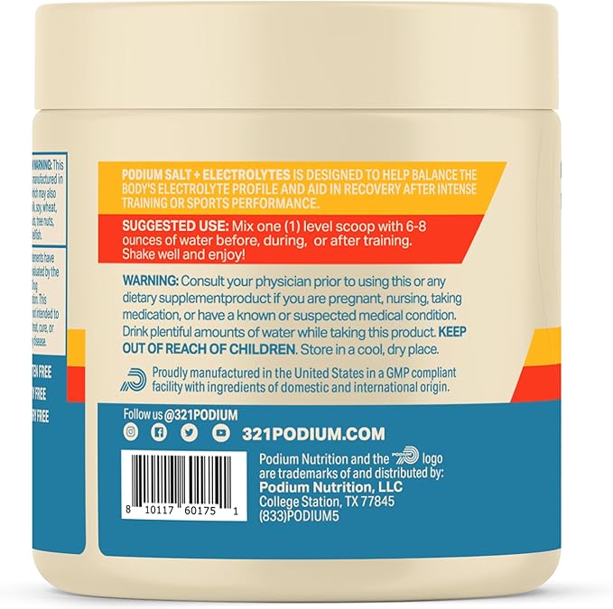 Podium Nutrition Training Salt + Electrolytes Powder, Tropical Lime, Post Workout Hydration & Muscle Recovery Support, Electrolyte Drink, Magnesium, Potassium,Calcium, Sodium Salts, 30 Servings