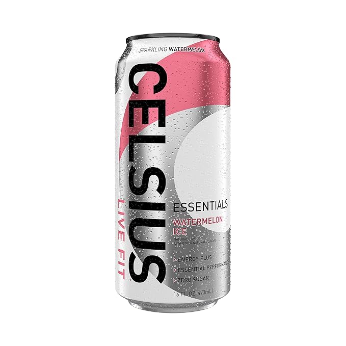 CELSIUS ESSENTIALS™ Sparkling Watermelon Ice, Sugar Free Performance Energy Drink, 16 Fl Oz (Pack of 12)