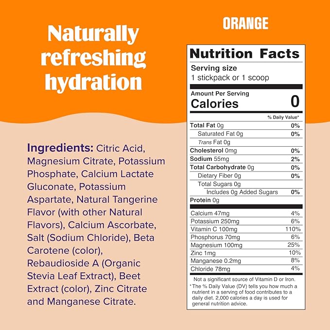 Ultima Replenisher Daily Electrolyte Powder Drink Mix – Sugar Free – Orange, 90 Servings – Hydration Powder with 6 Key Electrolytes and Trace Minerals – Keto Friendly, Vegan, Non-GMO