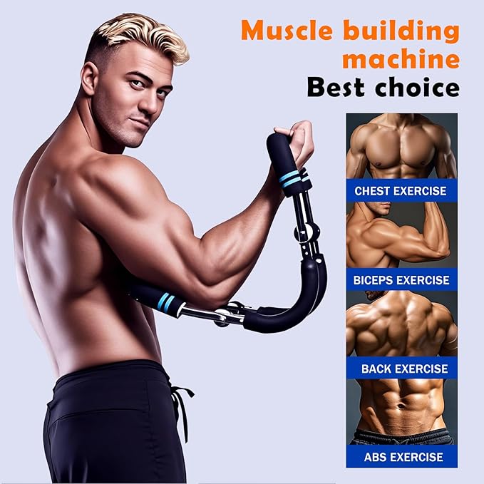 ShakerTwister Arm Trainer (40-100 lbs) - Adjustable Unisex Home Fitness Resistance Device, Portable Detachable arm Twist Exerciser for strengthening Biceps, Triceps and Upper Body.