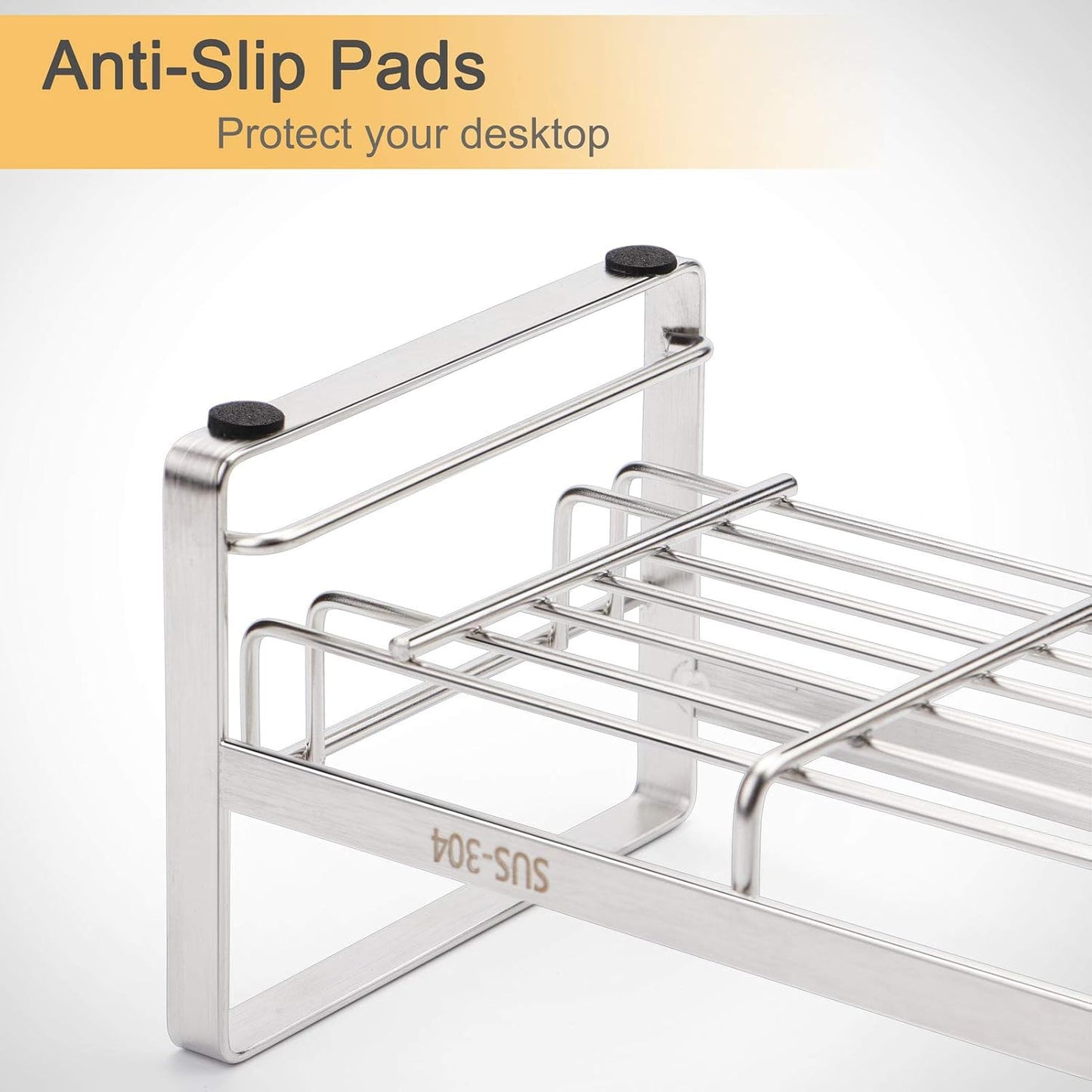 FANGSUN Large Kitchen Sponge Holder, Sink Caddy, Sponge Brush Soap Holder with Removable Tray, Not Include Soap Dispenser, Sliver