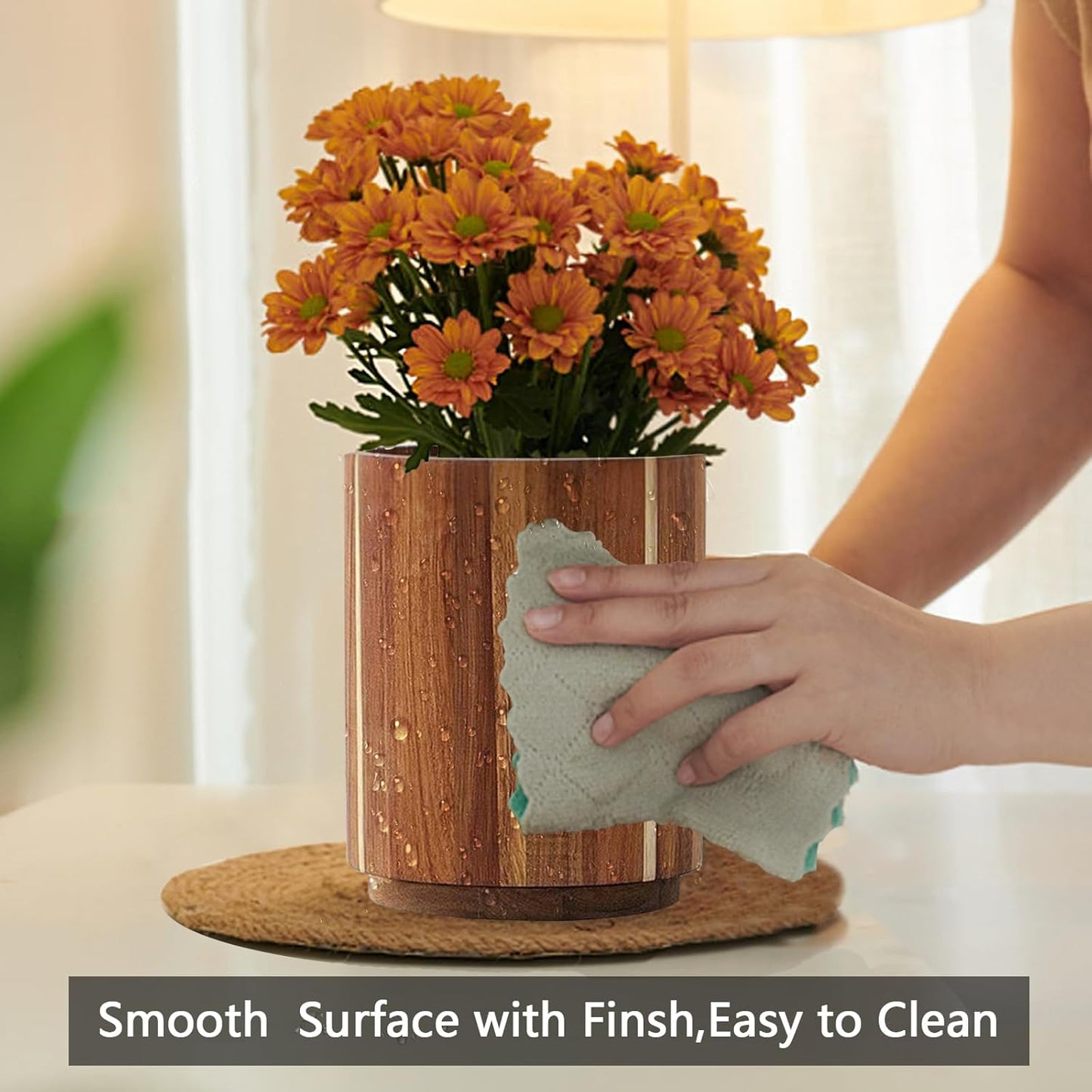 Acacia Wood Utensil Holder for Kitchen Counter, 360° Rotating 7.3" Large Wooden Utensil Holder,Kitchen Utensil Crock for Countertop,Cooking Utensil Storage Organizer,Farmhouse Kitchen Decor