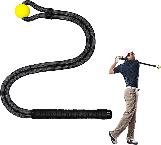 Golf Rope Swing Trainer, Golf Swing Training Aid to Improve Speed, Accuracy, Rhythm, Flexibility and Strength, Portable Golf Training Tool for Indoor/Outdoor Practice