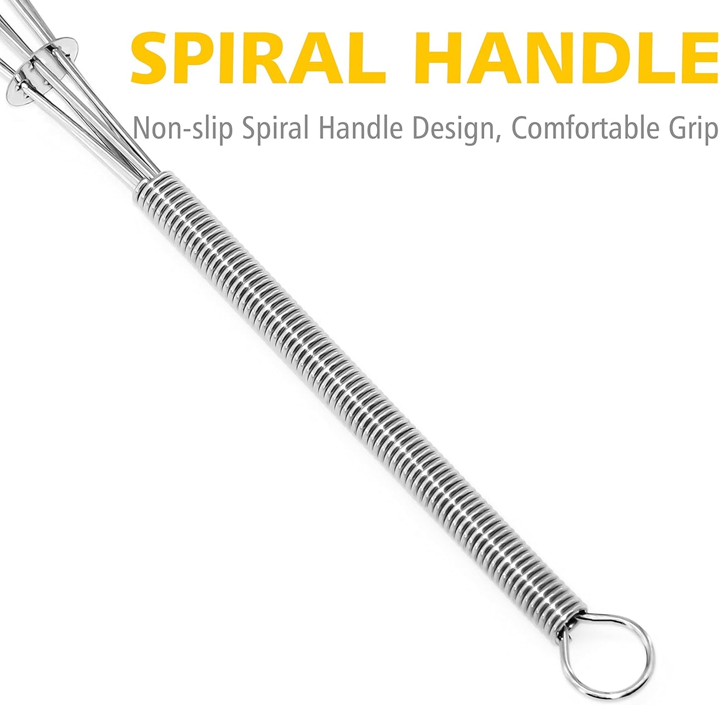 Anaeat Mini Wire Whisks, Set of 2 Portable Stainless Steel Kitchen Tiny Whisk & Egg Beater with Thick Wire - Sturdy Small Mixing Balloon for Cooking, Blending, Whiping, Beating and Stirring (5" + 7")