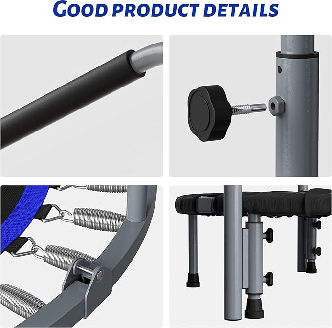 CLORIS 40in Folding Trampoline Mini Trampoline Rebounder Trampoline for Adults Fitness Trampoline with Adjustable Foam Handle, with safty Padded Cover Best Gift for Kids/Adult