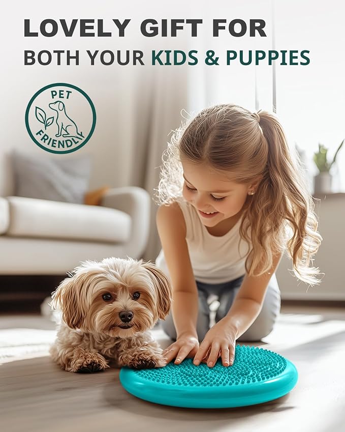 Trideer Wobble Cushion with Inflation Pump - Wiggle Seat for Sensory Kids(Multiple Colors), Balance Disc (Extra Thick)