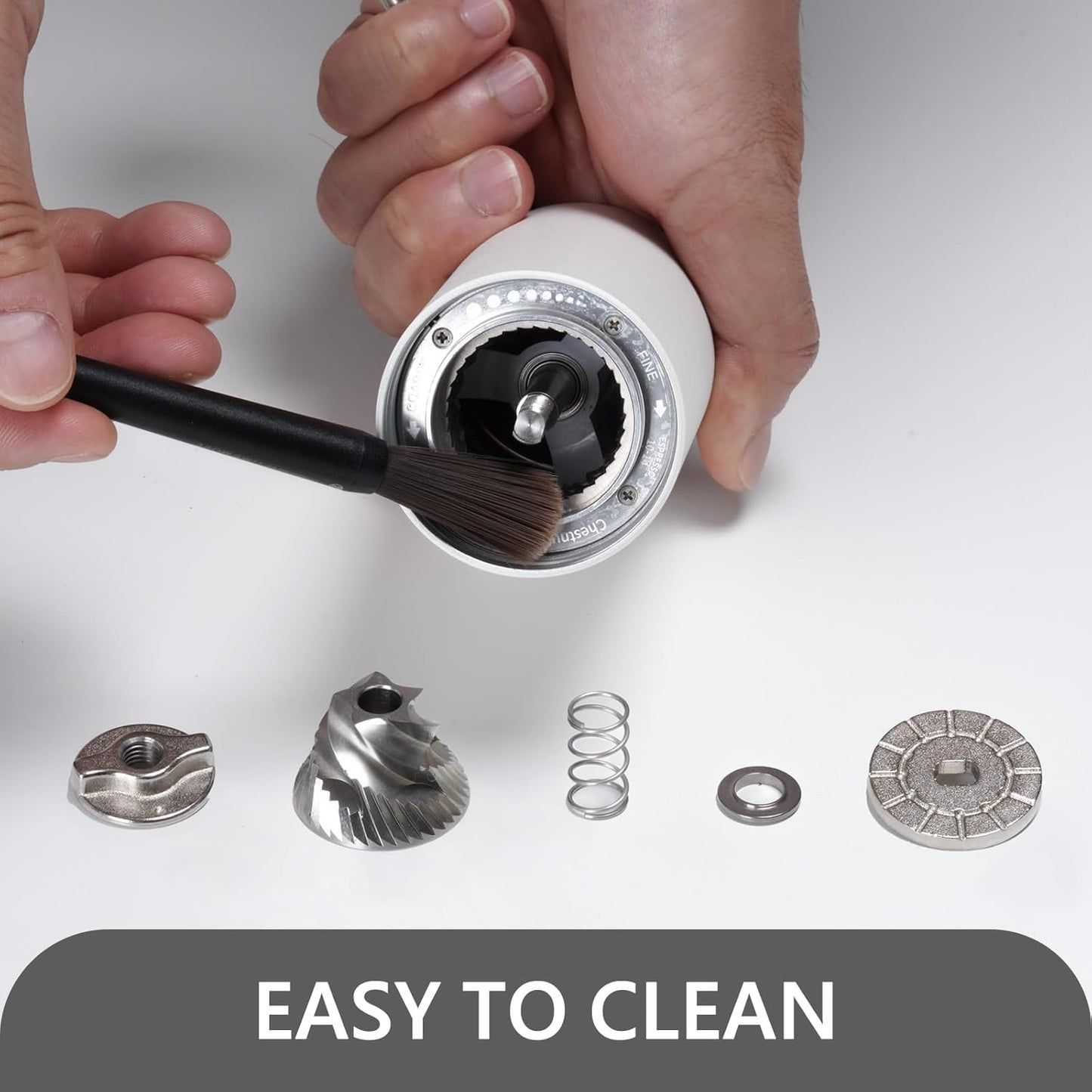 TIMEMORE Manual Coffee Grinder with Stainless Steel Conical Burr Coffee Grinder Chestnut C2 Internal Adjustable Setting Capacity 20g Pour Over Coffee for Travel, Camping, Home White