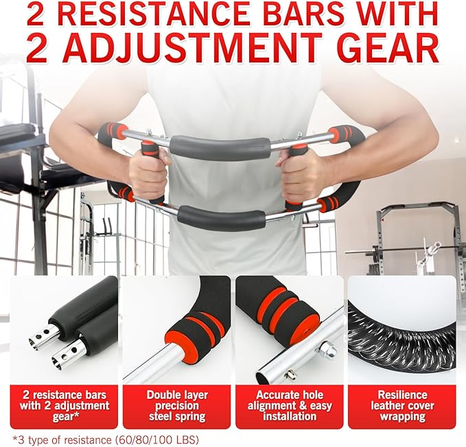 Twister Arm Trainer - Adjustable 60-100lbs Resistance Arm & Chest Workout Equipment for Home Gym Fitness , Arm Strengthener for Men, Power Twister Bar for Biceps, Forearm & Shoulder Training
