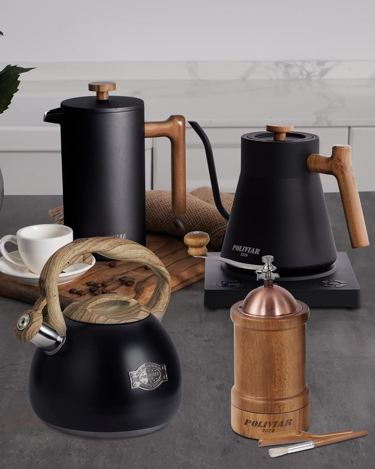 POLIVIAR Tea Kettle, 2.7 Quart Stovetop Tea Kettle, Audible Whistling Teapot, Food Grade Stainless Steel for Anti-Rust, Anti Hot Handle, Suitable for All Heat Sources (JX2022-MH30)