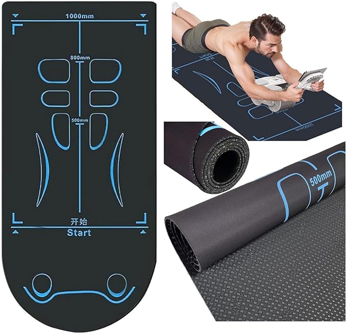 Non-Slip Workout Mat for Ab Roller Wheel, Exercise Mat with Storage Bag, 7mm Extra Thick Exercise Equipment Yoga Floor Mats Home & Gym Sound Insulation Protection Pads