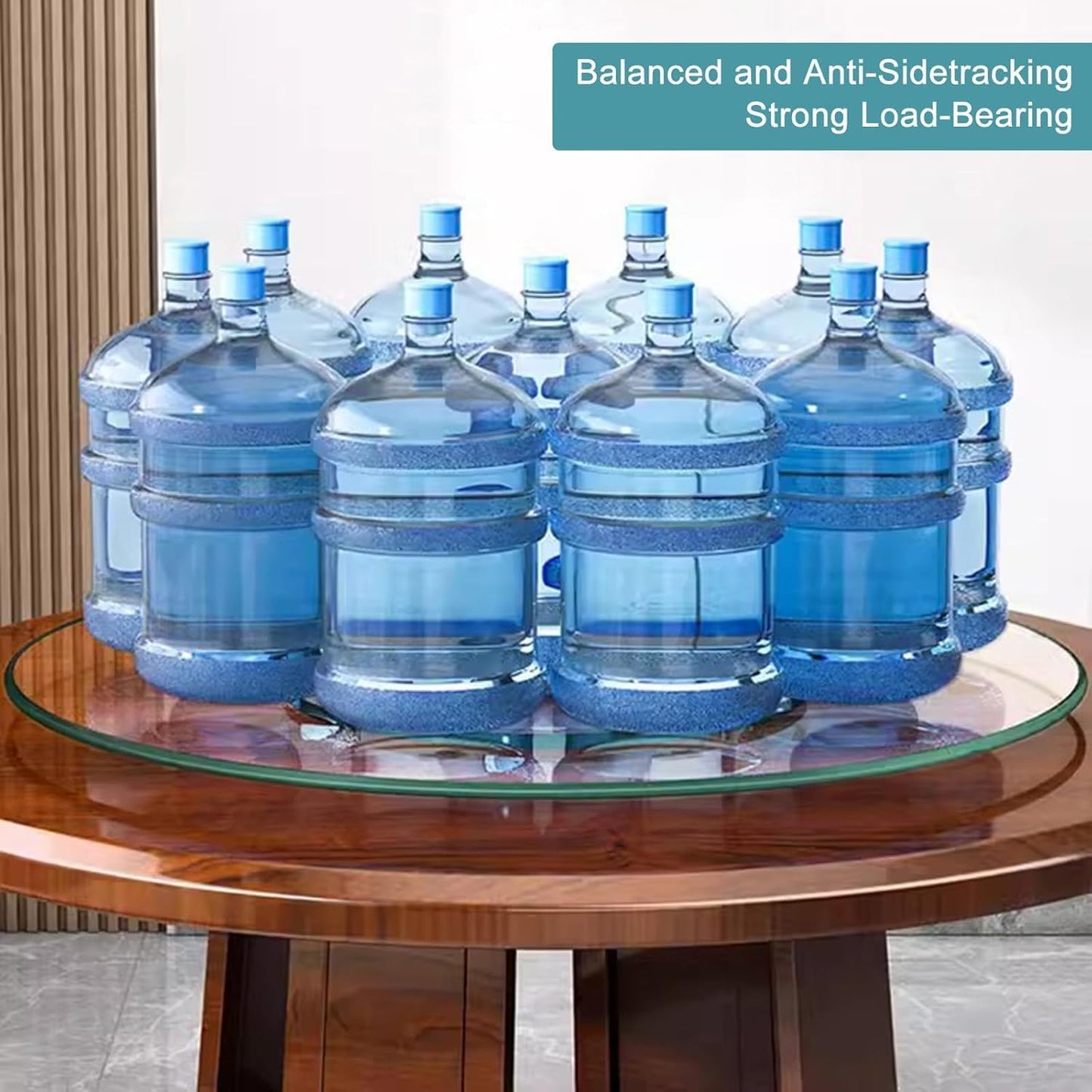 31" Large Lazy Susan Glass Turntable for Dining Table, Kitchen Round Clear Tabletop Rotating Tray with Swivel Assist System, Spin Table Centerpiece for Party, Wedding