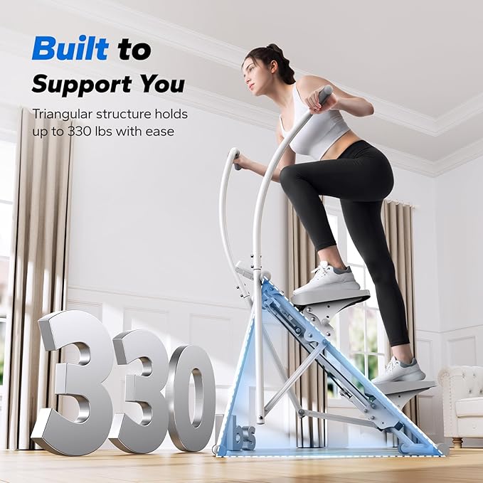 MERACH Stair Stepper for Home Gym Exercise, New Version Vertical Climber Machine for Full-Body Workout, Compact Folding Cardio Exercise Climber with Extended Step Range, Adjustable Handlebar & Pedals