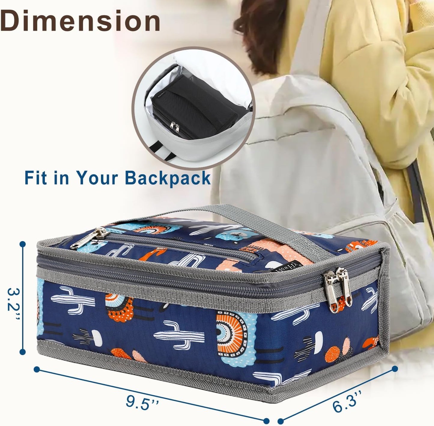 FlowFly Small Insulated Lunch box Portable Soft Bag Mini Cooler Thermal Meal Tote Kit with Handle for Work & School (Alpaca)