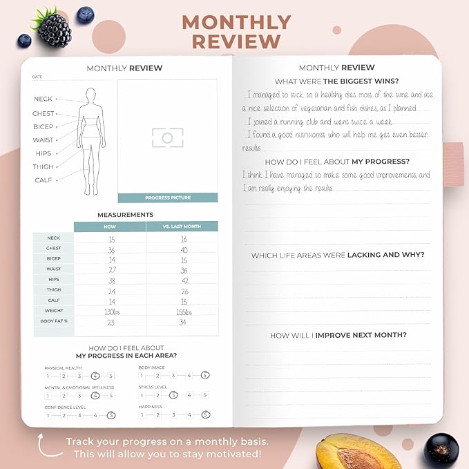 Clever Fox Wellness Planner - Weekly & Daily Health and Wellness Log, Food Journal & Meal Planner Diary for Calorie Counting, Notebook for Medical Condition Tracking – Pocket size (Rose Gold)