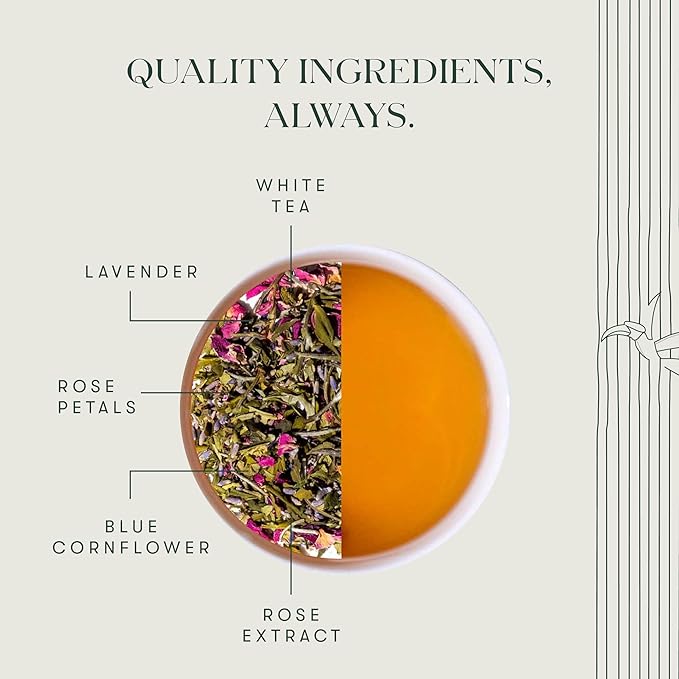Luxmi Estates Lavender Valley Organic Loose Leaf Tea, (25g) Darjeeling Makaibari White Tea, Low Caffeine, Sleep Function Tea