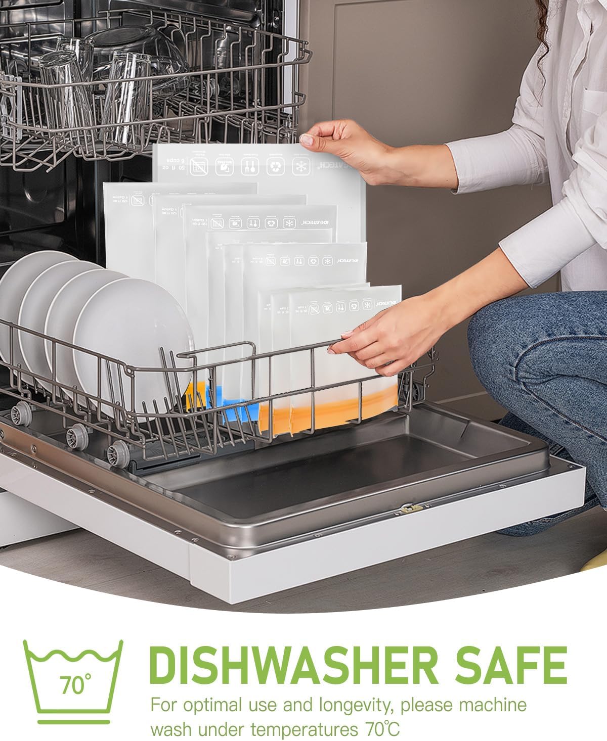 IDEATECH 12Pack Reusable Food Storage Bags Dishwasher Safe,Leakproof Gallon Freezer Bags, BPA Free Quart Sandwich Size Silicone Reusable Baggies for Marinate Meats,Travel(7Gallon 5Quart, Colored)