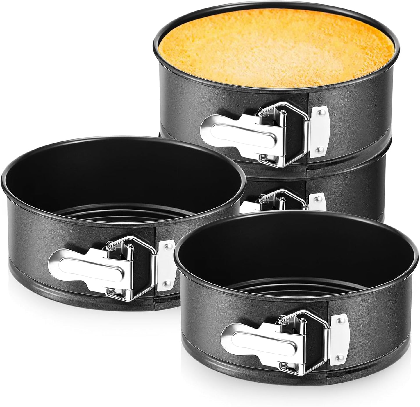 4 Pcs 7 Inch Non Stick Springform Pan with Removable Bottom Carbon Steel Cheesecake Pan Round Springform Cake Mold with Stainless Steel Spring Buckles for Baking Kitchens Restaurant