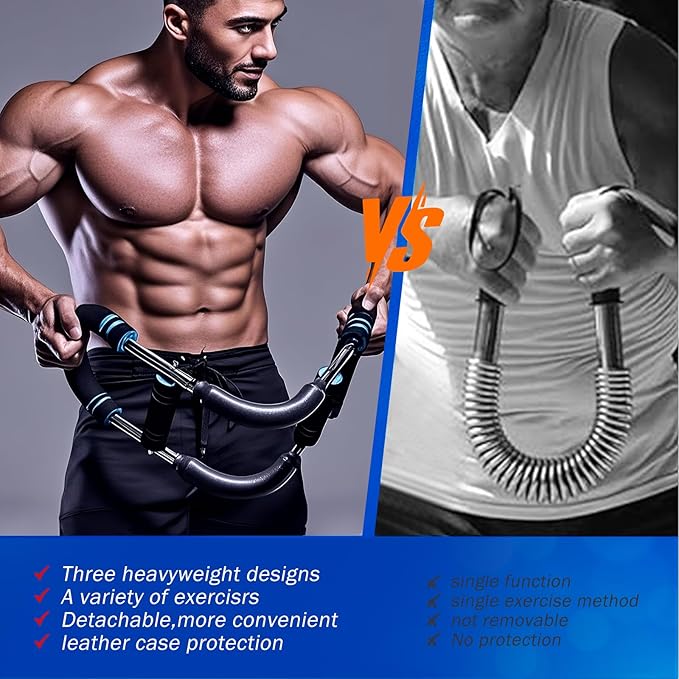 ShakerTwister Arm Trainer (40-100 lbs) - Adjustable Unisex Home Fitness Resistance Device, Portable Detachable arm Twist Exerciser for strengthening Biceps, Triceps and Upper Body.