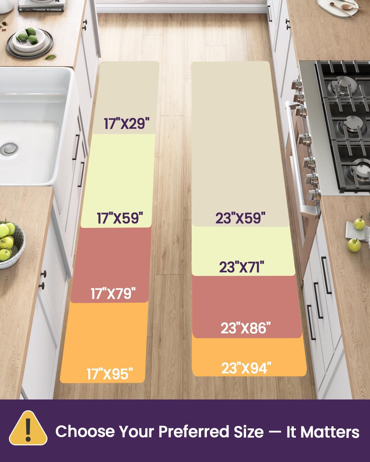 DEXI Kitchen Floor Mats Cushioned Anti Fatigue, 17x95, Long Standing Runner Rug Waterproof, Comfort Memory Foam Padded for Front Sink Laundry, Grey